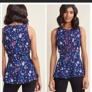 ModCloth Scallop Peplum Blue Top